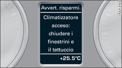 Quadro strumenti: esempio di un'avvertenza sul risparmio di carburante